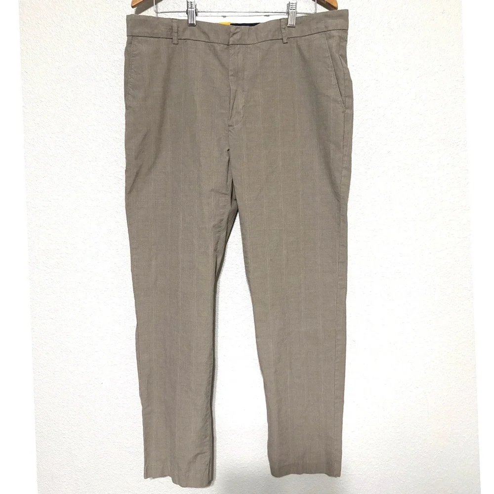 Tommy Hilfiger Mens 36x32 Tan Glen Plaid Dress Pants Khaki Trousers Slacks‎